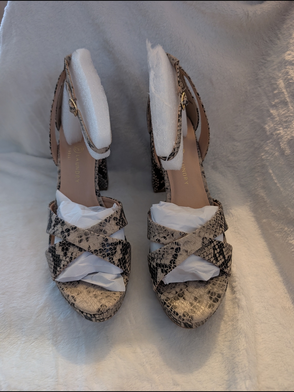Chinese Laundry Snakeskin Platform Block Heel Sandals - Neutral Snake Print 9.5